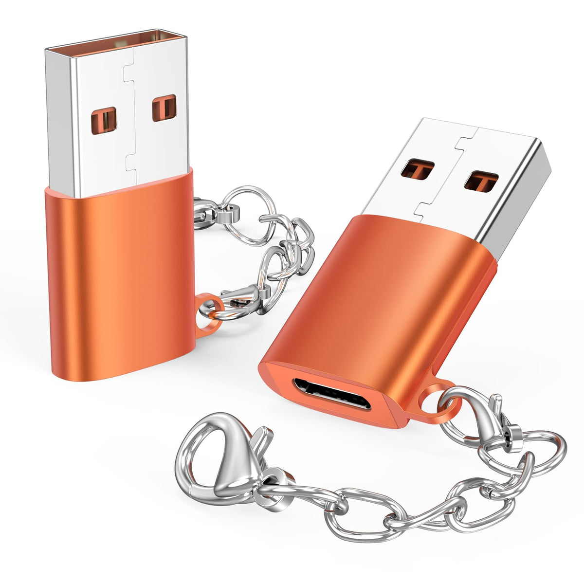 USB to USB C Adapter Pack of 2 with Keychain 5Gbps Data Transfer & 66W Charging USB-C Female to USB-A 3.0 Male Converter USBC-C Type C OTG