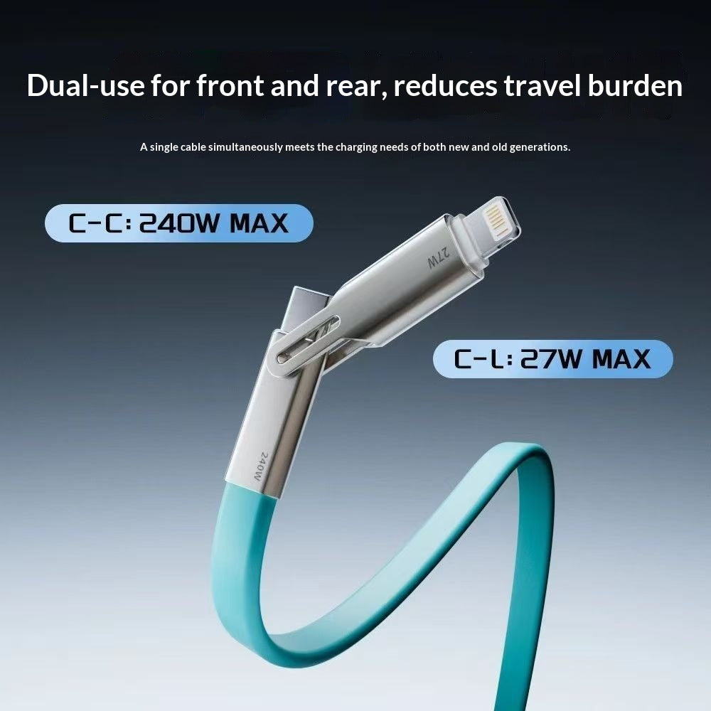 240W Silicone Fast Charging 2-in-1 Cable