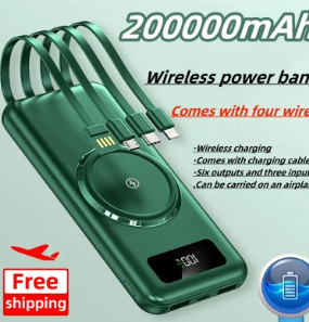 Wireless Power Bank with Built-in Cable — 20,000 to 40,000mAh