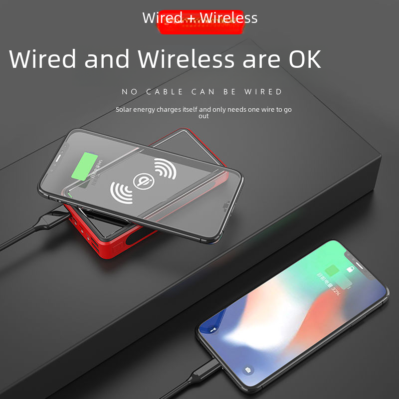 Wireless Solar Power Bank 30000mAh Outdoor Emergency
