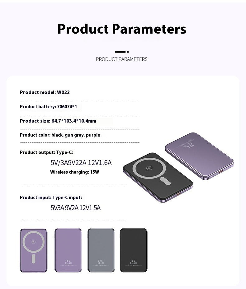 Ultra-Thin MagSafe Magnetic 15W Wireless Power Bank