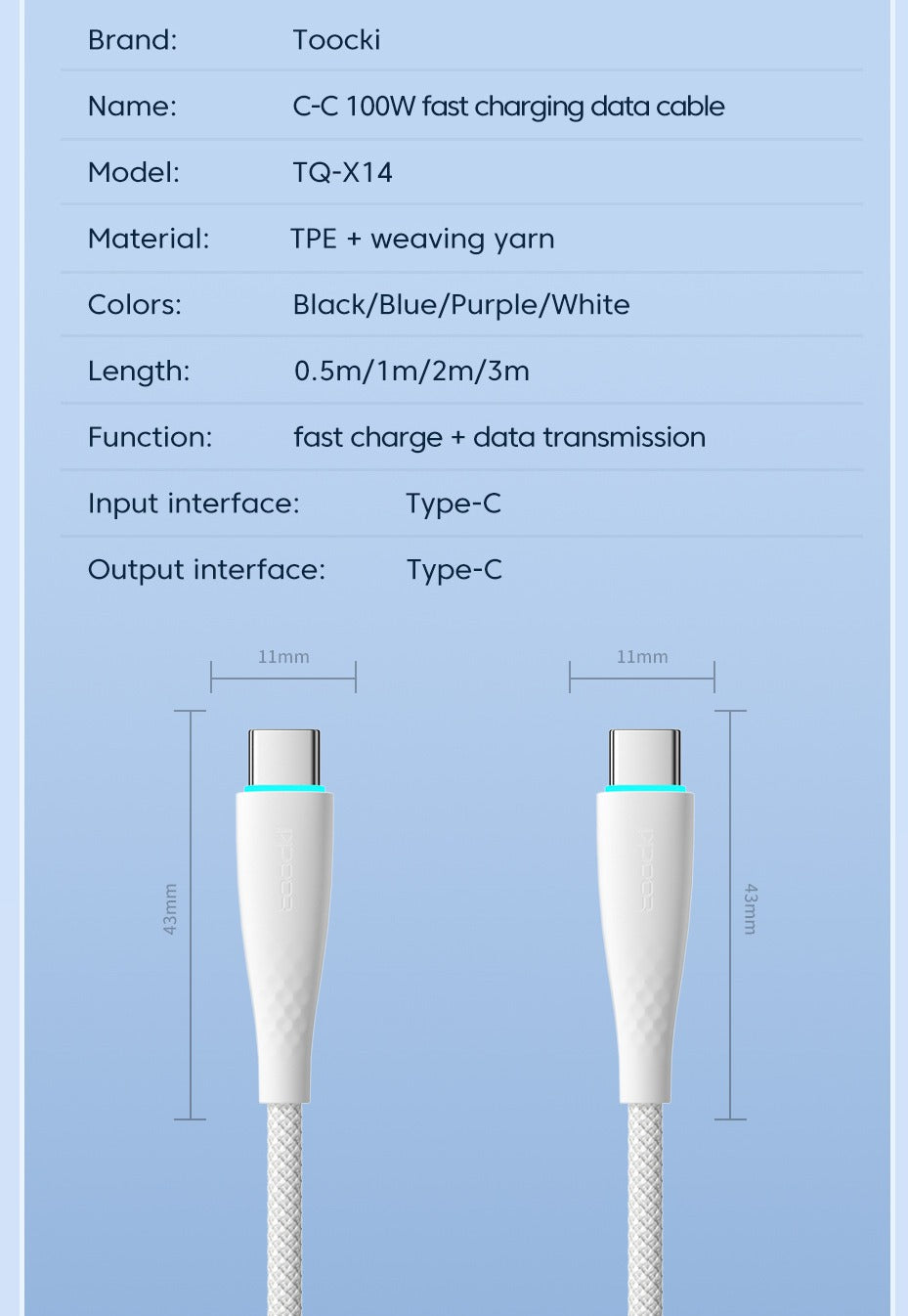 USB Type-C to Type-C Fast Charging Cable 100W/60W
