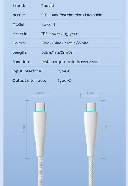 USB Type-C to Type-C Fast Charging Cable 100W/60W
