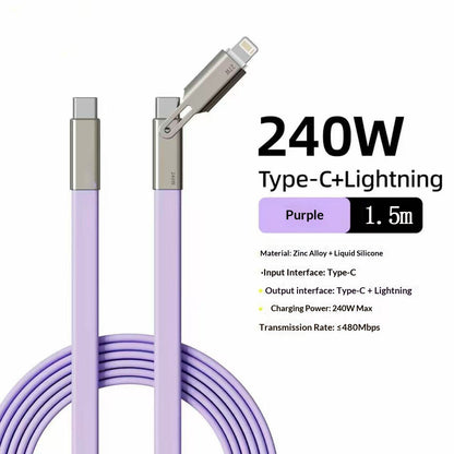 240W Silicone Fast Charging 2-in-1 Cable