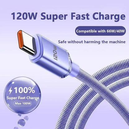 120W Super Fast 6A Type-C Charging Data Cable
