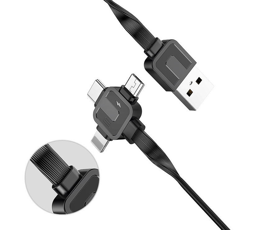 3-in-1 Fast Charging Cable for iPhone & Android Devices