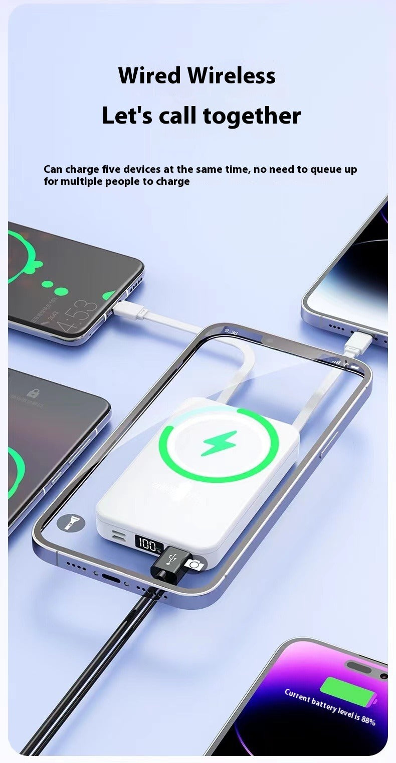 Magnetic Wireless Power Bank with Cable