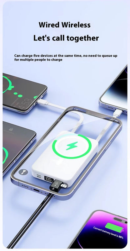 Magnetic Wireless Power Bank with Cable