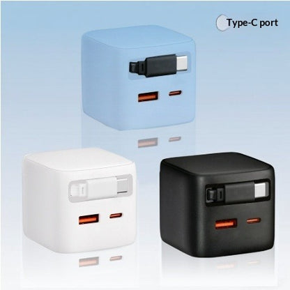 30W GaN Retractable Fast Charger Multi-Port