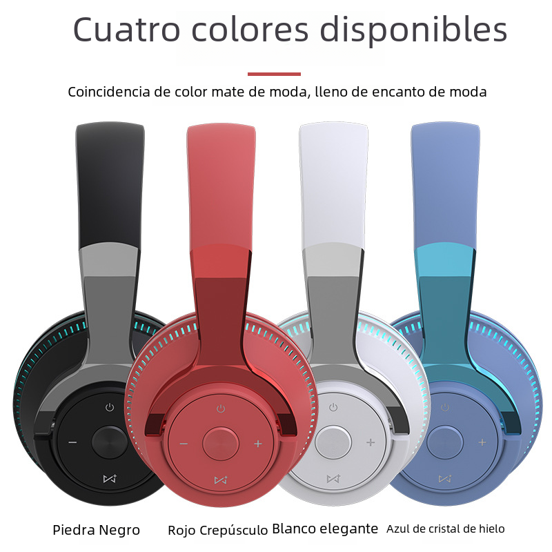 New H2 Bluetooth Over-Ear Headphones with Bass Lights