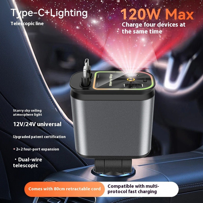 120W Starry Sky Car Charger 4-in-1