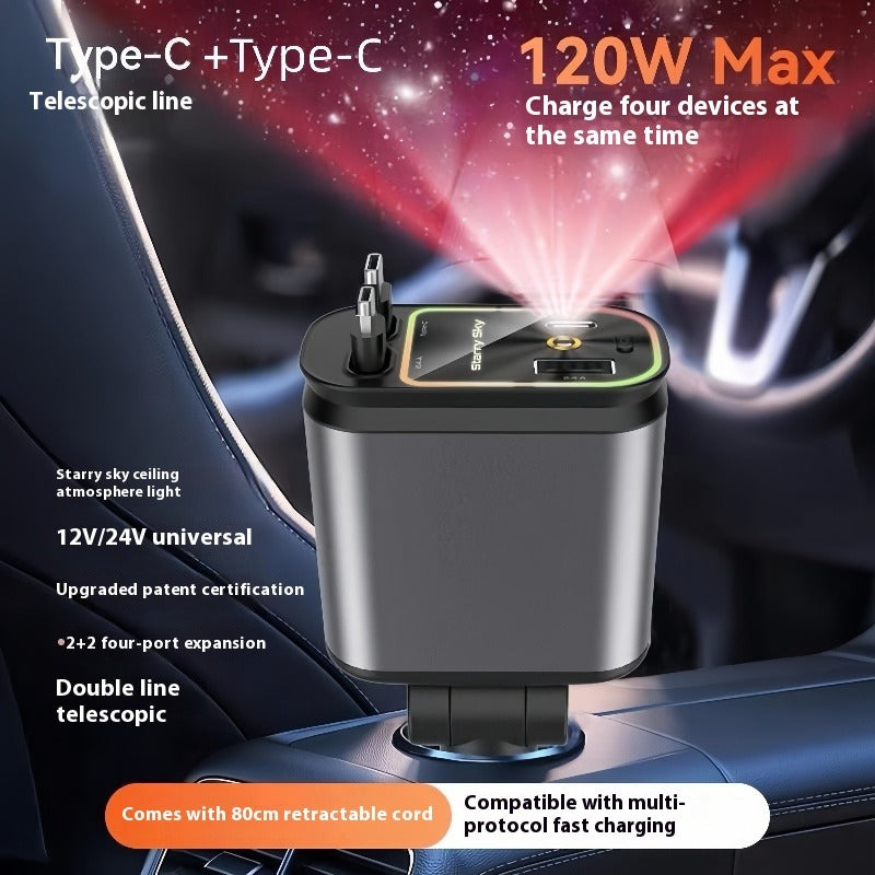 120W Starry Sky Car Charger 4-in-1
