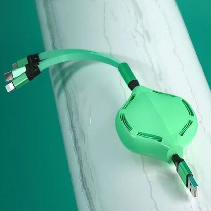 3-in-1 Retractable Fast Charging Cable with USB Ports