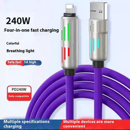 240W Multi‑Connector LED Charging Cable