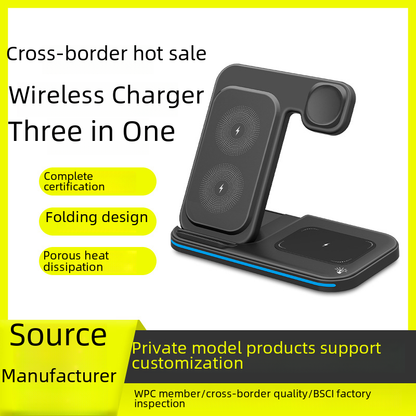 3-in-1 Wireless Charger with Foldable Stand for Apple