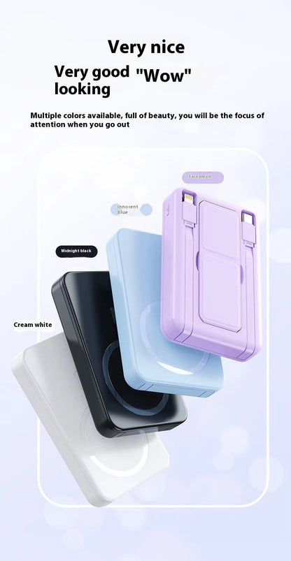 Magnetic Wireless Power Bank with Cable
