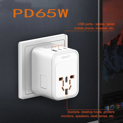 65W GaN Fast Charger International Plug Adapter