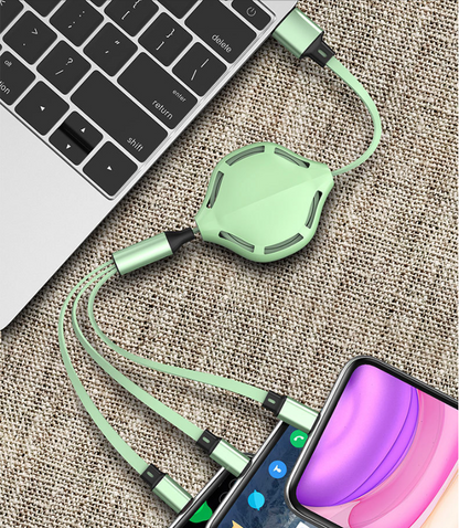 3-in-1 Retractable Fast Charging Cable with USB Ports