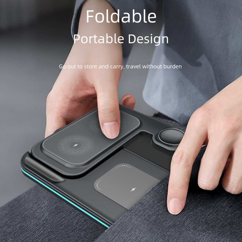 3-in-1 Wireless Charger with Foldable Stand for Apple