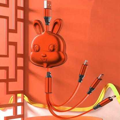 Retractable 1-to-3 Data Cable for Fast Charging