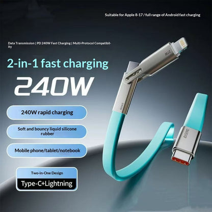 240W Silicone Fast Charging 2-in-1 Cable