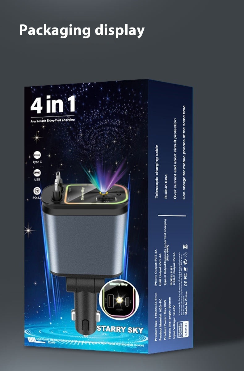 120W Starry Sky Car Charger 4-in-1