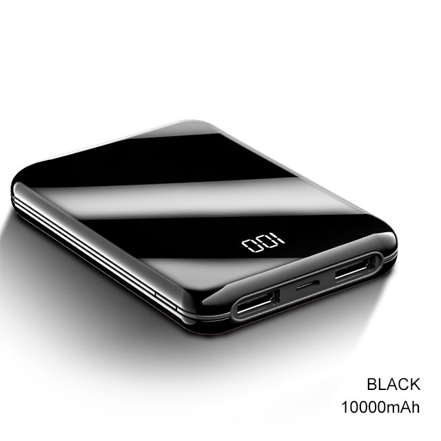 10000mAh Mini Mirror Power Bank with Digital Display