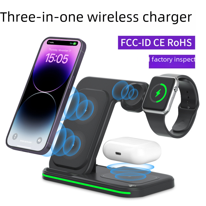 3-in-1 Wireless Charger with Foldable Stand for Apple