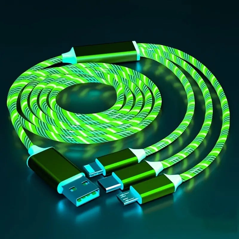 LED Glow Flowing USB Type-C Charging Cable for Phones