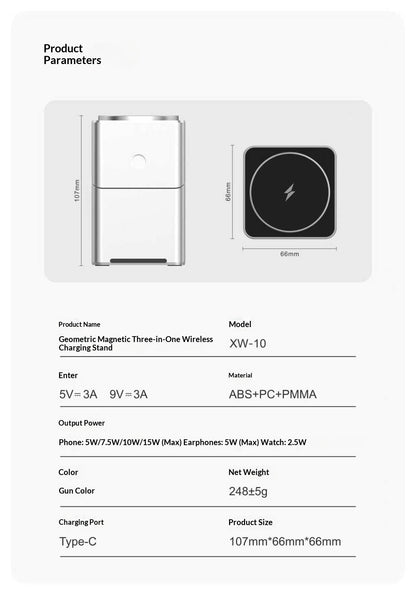 Rotating Cube 3-in-1 Magnetic Wireless Charger