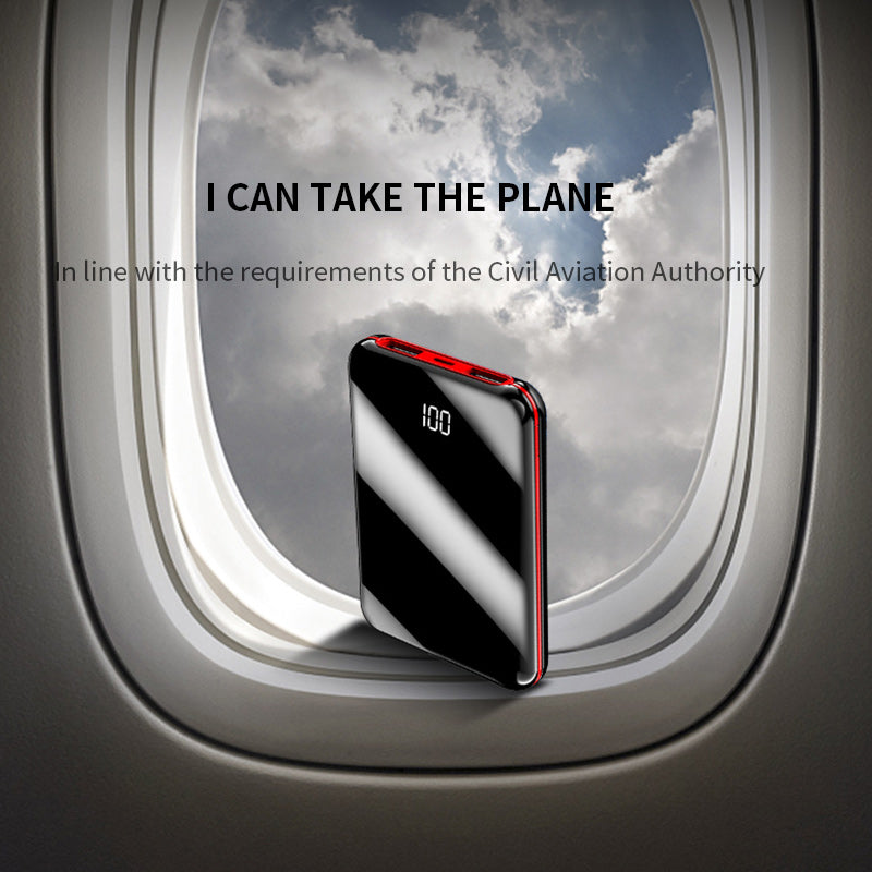 10000mAh Mini Mirror Power Bank with Digital Display