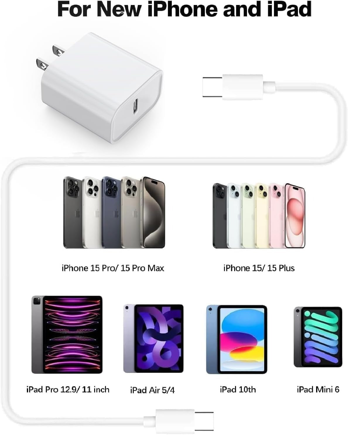 Quick Charge USB Wall Adapter with 1m/2m Cable