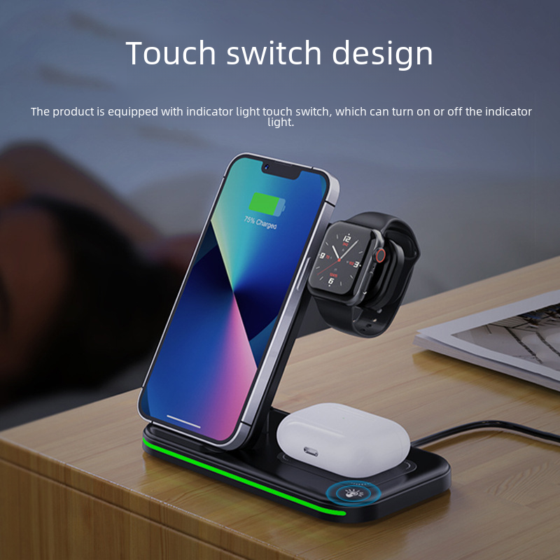 3-in-1 Wireless Charger with Foldable Stand for Apple