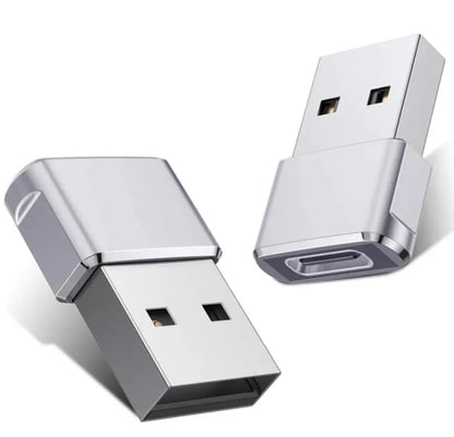 USB (Male) to USB Type C (Female) 2 Pack OTG Charger Adapter/Converter for iPhone AIRPODS Samsung Galaxy IPAD Apple CARPLAY Android AUTO (Silver)
