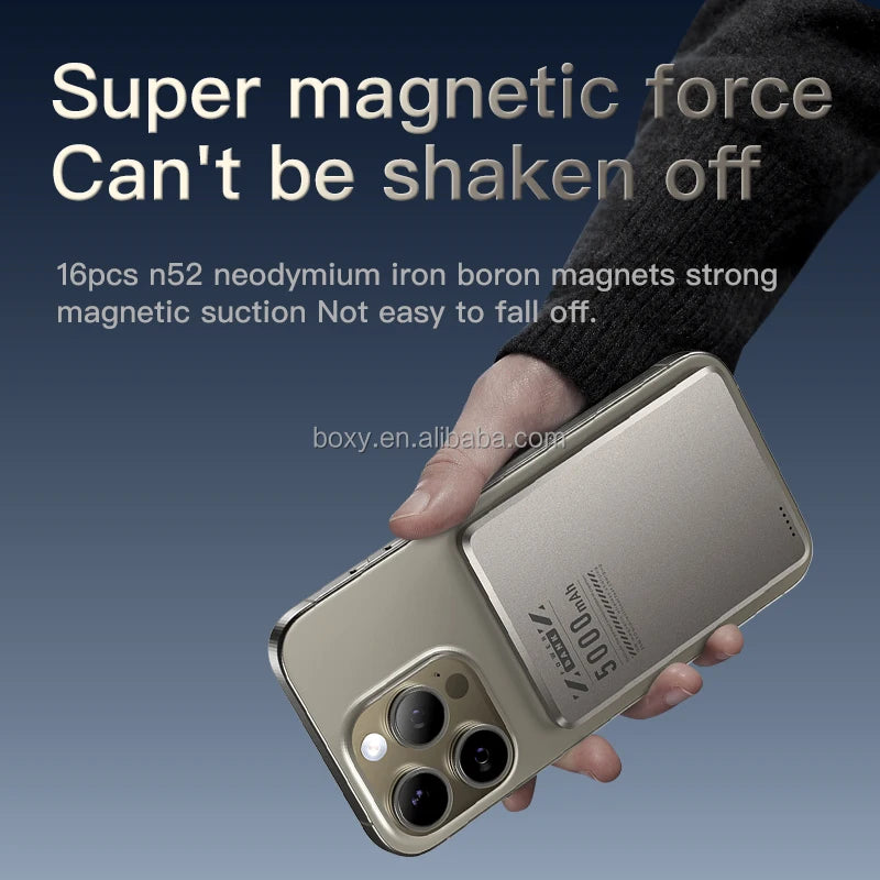 New Style Wireless Magnetic 5000mah Ultra-thin Bi-directional Fast Charge PD20W Wireless 15W Aluminum Alloy 10000 Mah Power Bank