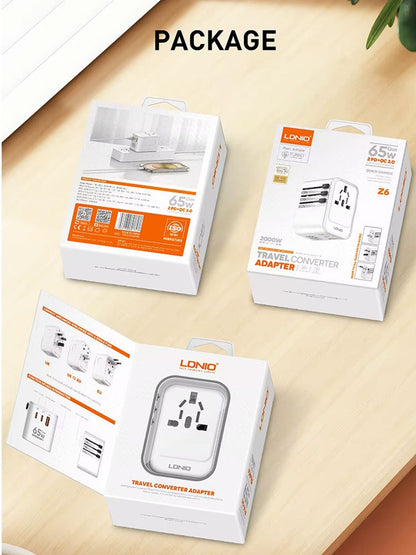 65W GaN Fast Charger International Plug Adapter