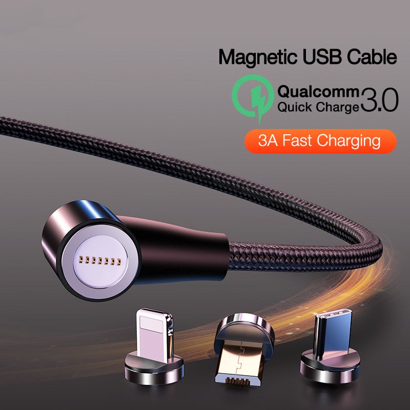 Magnetic 3-in-1 Data Cable with Fast Charging