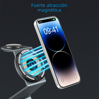 3-in-1 Wireless Charger with Magnetic Transparent Stand