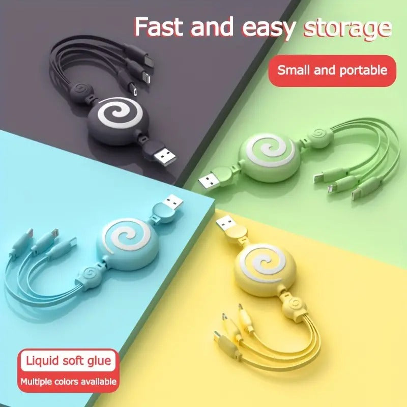 Colorful 3A Fast Charging Retractable USB Cable
