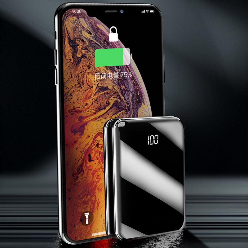 10000mAh Mini Mirror Power Bank with Digital Display