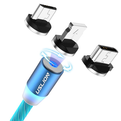 3-in-1 Magnetic Charging Data Cable with Color Flow