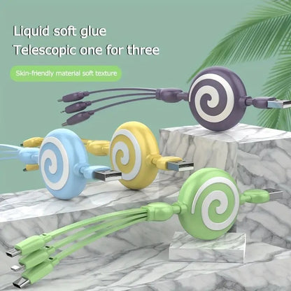 Colorful 3A Fast Charging Retractable USB Cable
