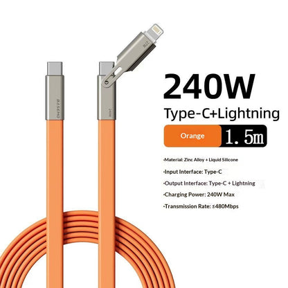 240W Silicone Fast Charging 2-in-1 Cable