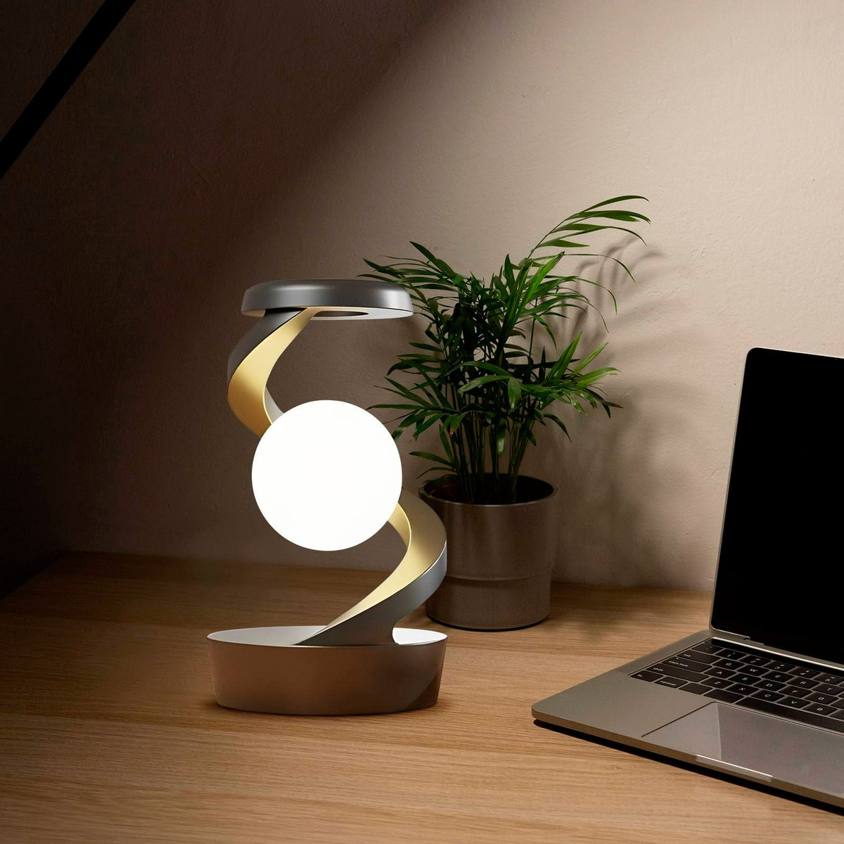 Rotating Moon Desk Lamp with Wireless Charging