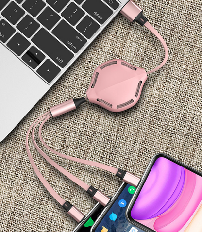 3-in-1 Retractable Fast Charging Cable with USB Ports