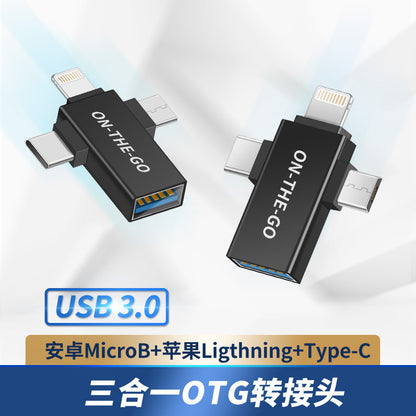 3-in-1 OTG Adapter for Apple, Android, and Type-C