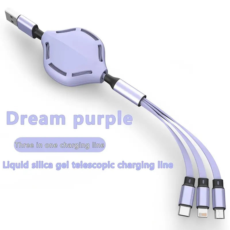 3-in-1 Retractable Fast Charging Cable with USB Ports