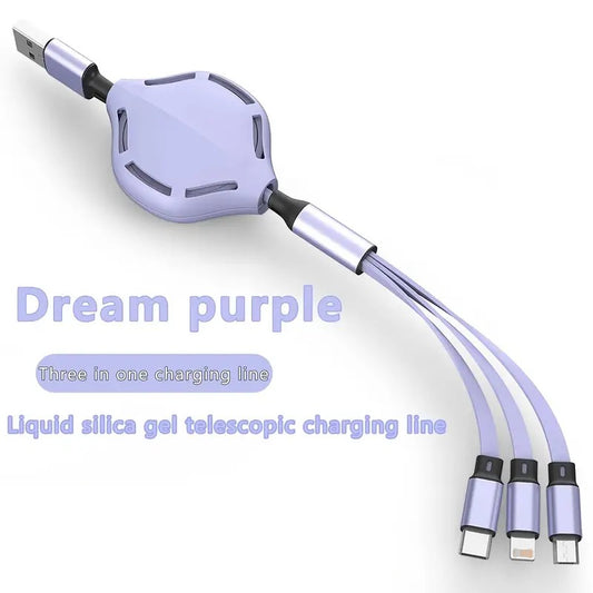 3-in-1 Retractable Fast Charging Cable with USB Ports