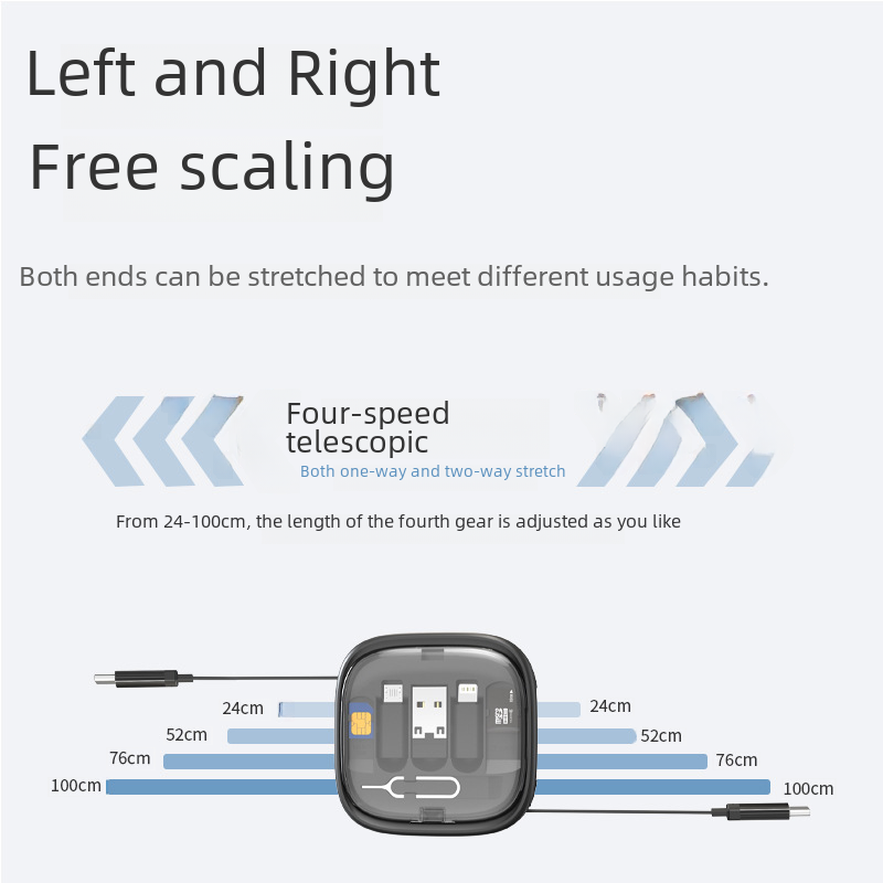 60W Fast Charge Retractable Data Cable with Adapter