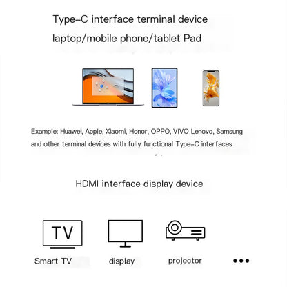 Type-C to HDMI Adapter Cable for 4K Display